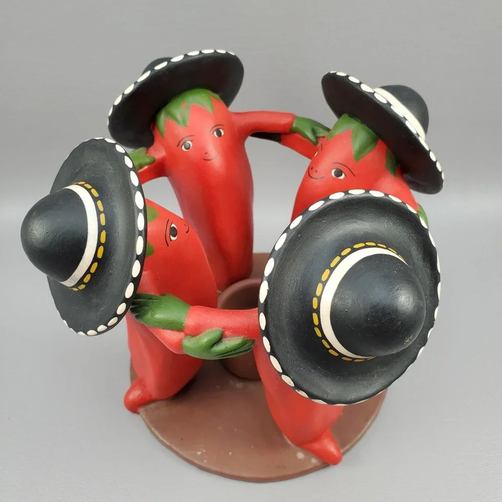 Peru Anthropomorphic Candle Holder Red Hot Chili Peppers Cinco de Mayo  Sombrero